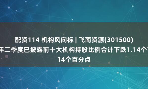 配资114 机构风向标 | 飞南资源(301500)2025年二季度已披露前十大机构持股比例合计下跌1.14个百分点