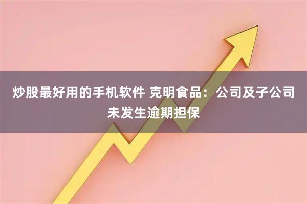 炒股最好用的手机软件 克明食品：公司及子公司未发生逾期担保